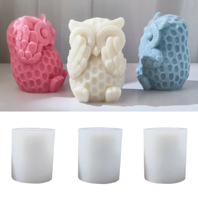 

3D Silicone Candle Mold Owl Candle Resin Molds Handmade Soap Mold Home Decorating Ornaments Baking Mold DIY