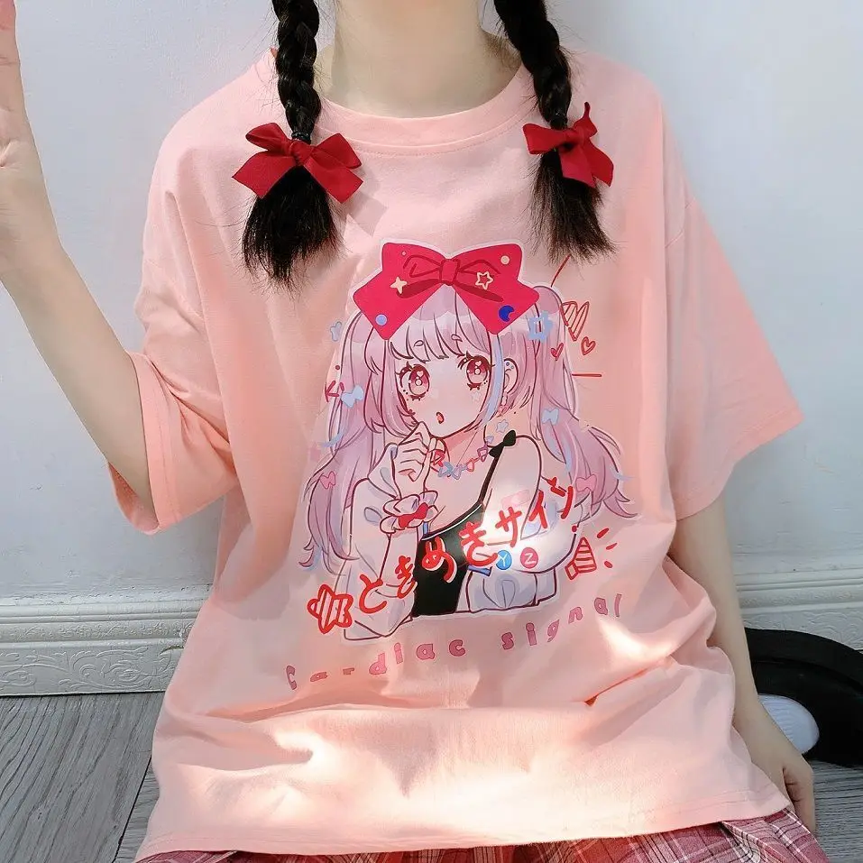 

Harajuku Loose Oversized T Shirt Women Anime T Shirt Clothes Summer Graphic Top For Cartoon Tee Shirt Femme Japanese Streetwear