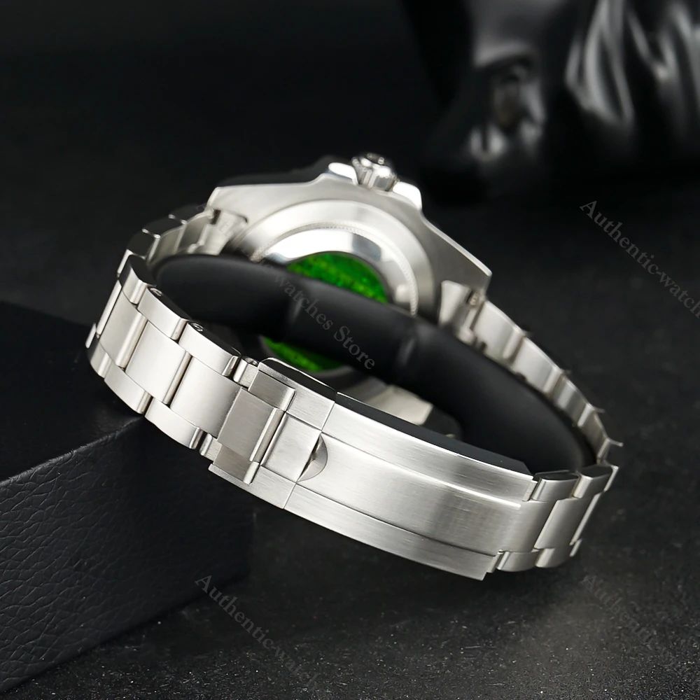 Men's Green Mechanical Automatic Watch Luxury Business Steel Wristwatch NH35A old Black Ceramic Bezel