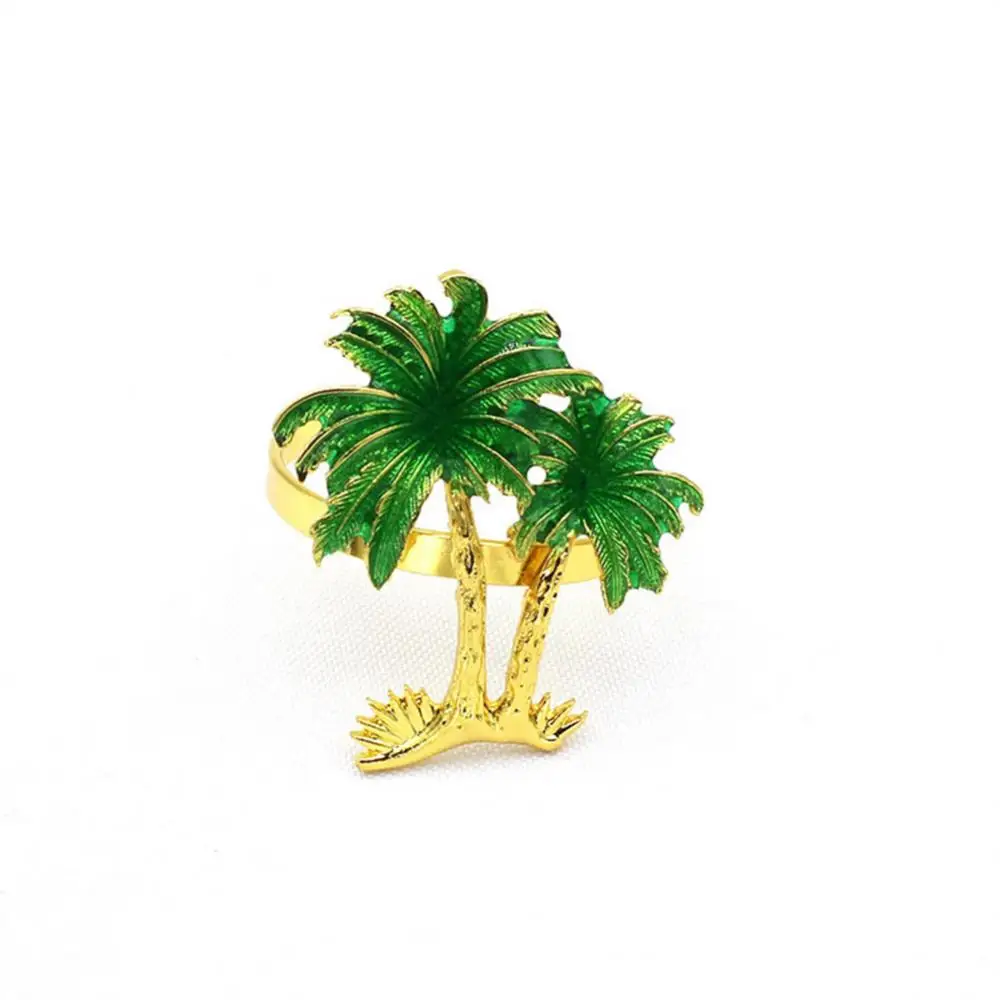 

Metal Coconut Tree Napkin Buckle Reusable Multi-purpose Napkin Ring Holders Damp Sponge Wipe Durable Kitchen Tools Golden