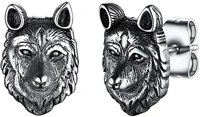 u7 women stainless steel enamel black cool wolf head stud earrings