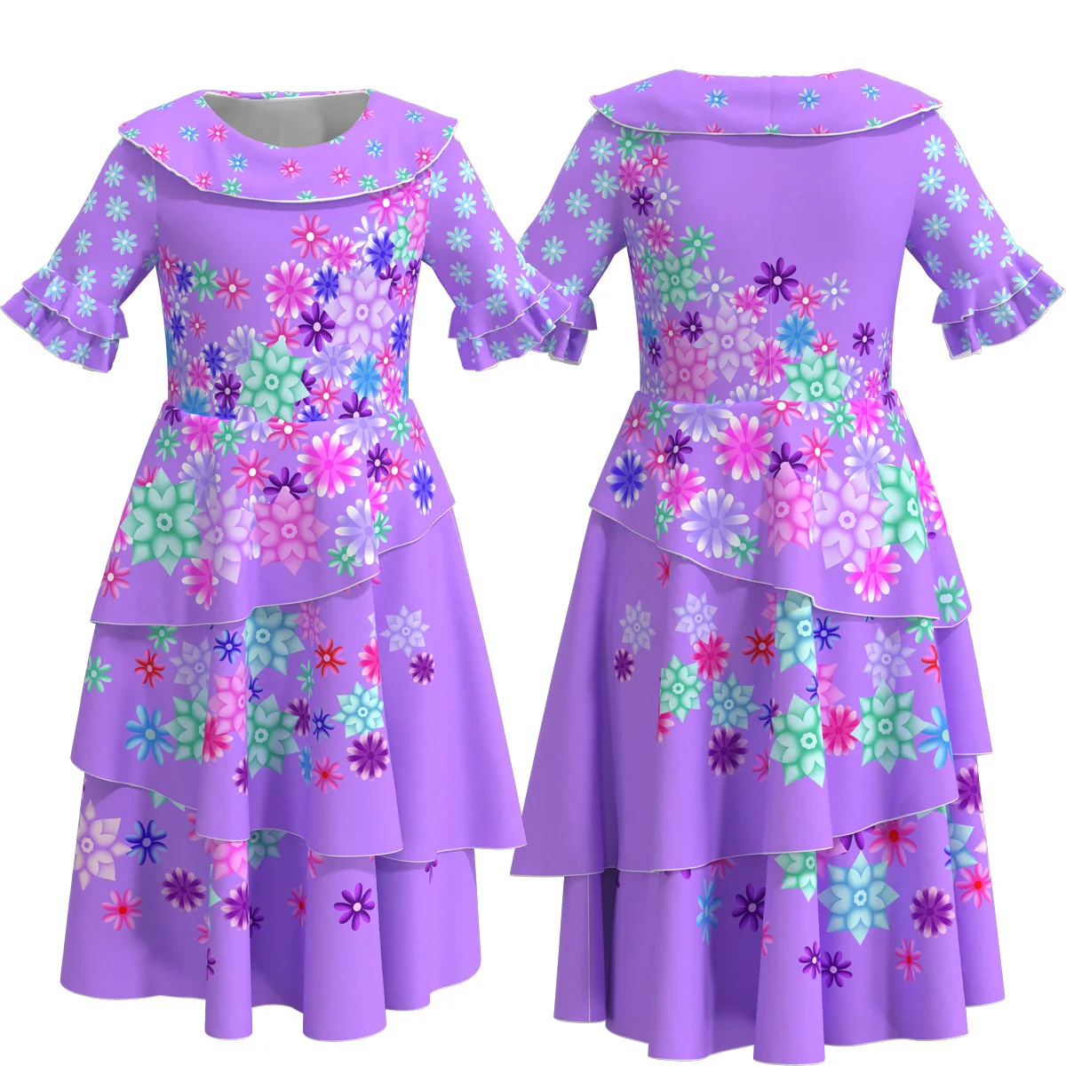 Детское платье для косплея Изабелла Мадригала фиолетовое с длинной юбкой и