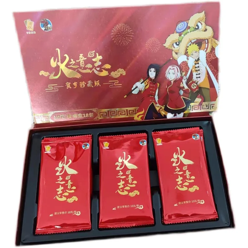 

Genuine Hokage Card Will of Fire New Year's Edition Red Gold SSP Card UZUMAKI MARUTO KAKASHI New Year Gift Box