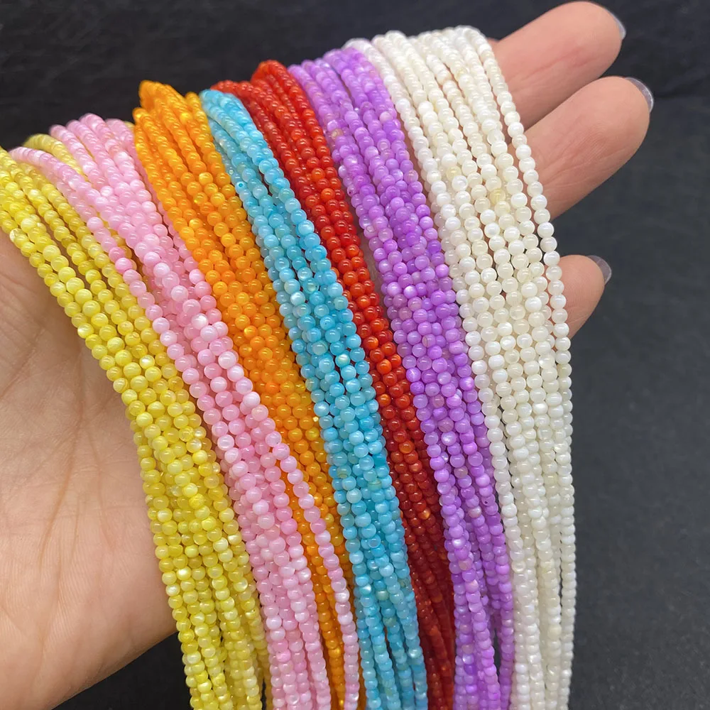 

2mm Natural Shell Dyed Round Beautifully Spaced Beads Dyed Shells for DIY Making Jewelry Bracelet Necklace Earrings Accessories