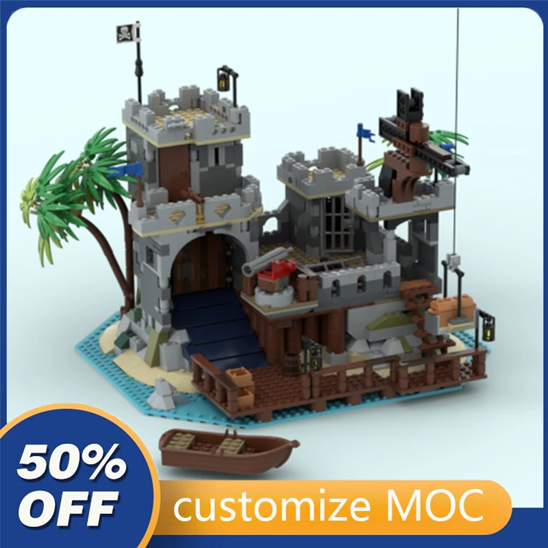 

970PCS Customized MOC Modular Pirates Castle street view Model Building Blocks Bricks Children birthday toys Christmas gifts