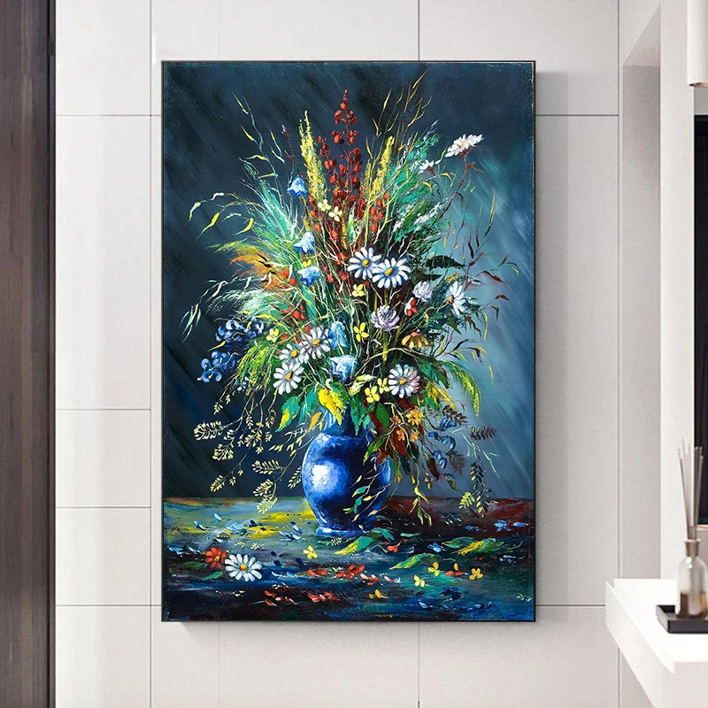 

Abstract Art Oil Painting Vase Wall Art Flower Canvas Painting Living Room Posters and Prints Home Decor Cuadros