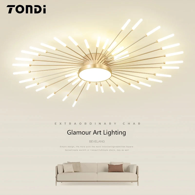 Цена Светодиодная люстра с фейерверком для гостиной, спальни, современная Потолочная люстра, столовая, Подвесная лампа, домашний декор, креативн...