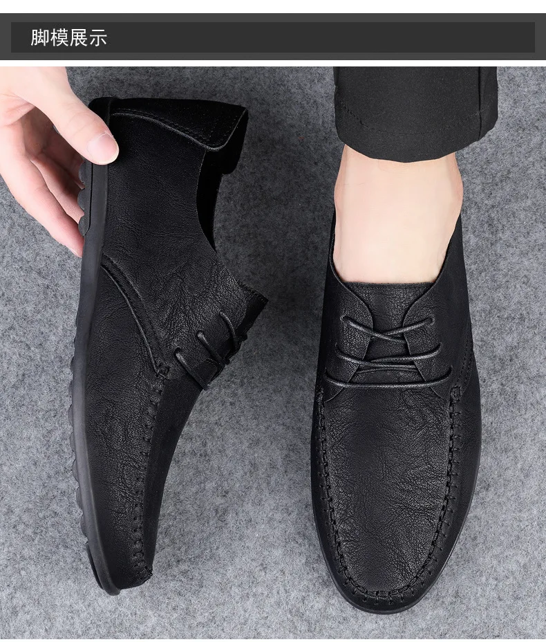 Leather Men Shoes Fashion Formal Men Shoes Moccasins Italian Breathable Male Driving Shoes Black Plus Size 38-47 images - 6