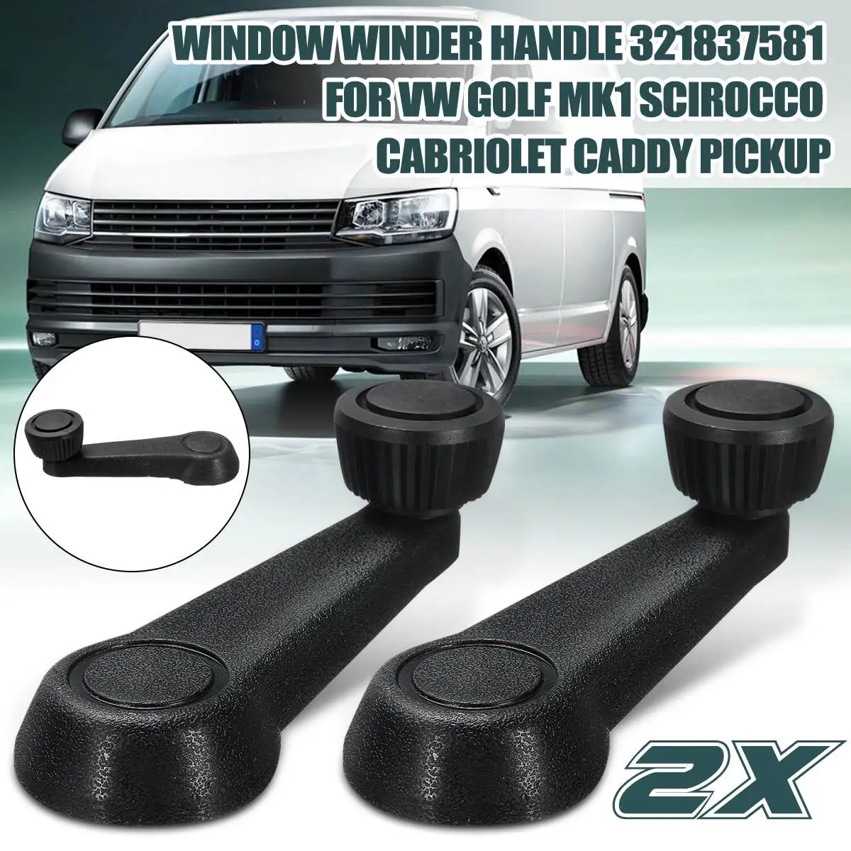 

1PCS / 2PCS Black Auto Window Crank Handle Lever For VW Transporter-Rabbit Jetta Cabriolet 1985-1991 #98-1041 321837581