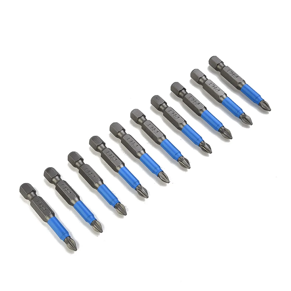 

10pcs Screwdriver Bits 50mm Non Slip Screwdriver Bit Magnetic Single Head PH1/PH2/PH3/PZ1/PZ2/PZ3 9255 Alloy Steel