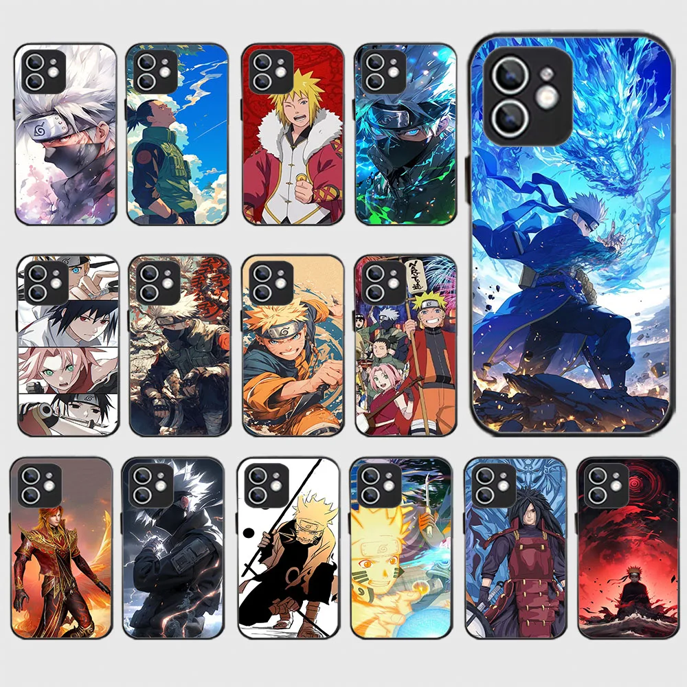 WEA-23 N-Naruto Black Silicone Case For iPhone XS XR 5 6 7 8 SE 11 12 Mini Plus Pro Max