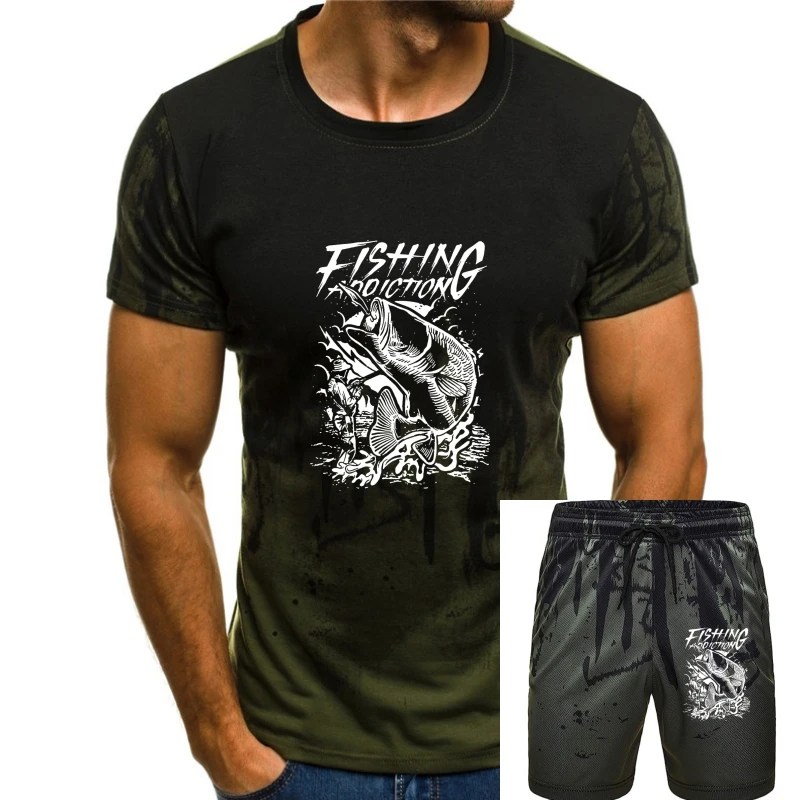 

Fishing Addiction T-Shirt Mens Fisherman Angling Anglers Gift Top Clothing Summer O-Neck Tops Tee Shirt