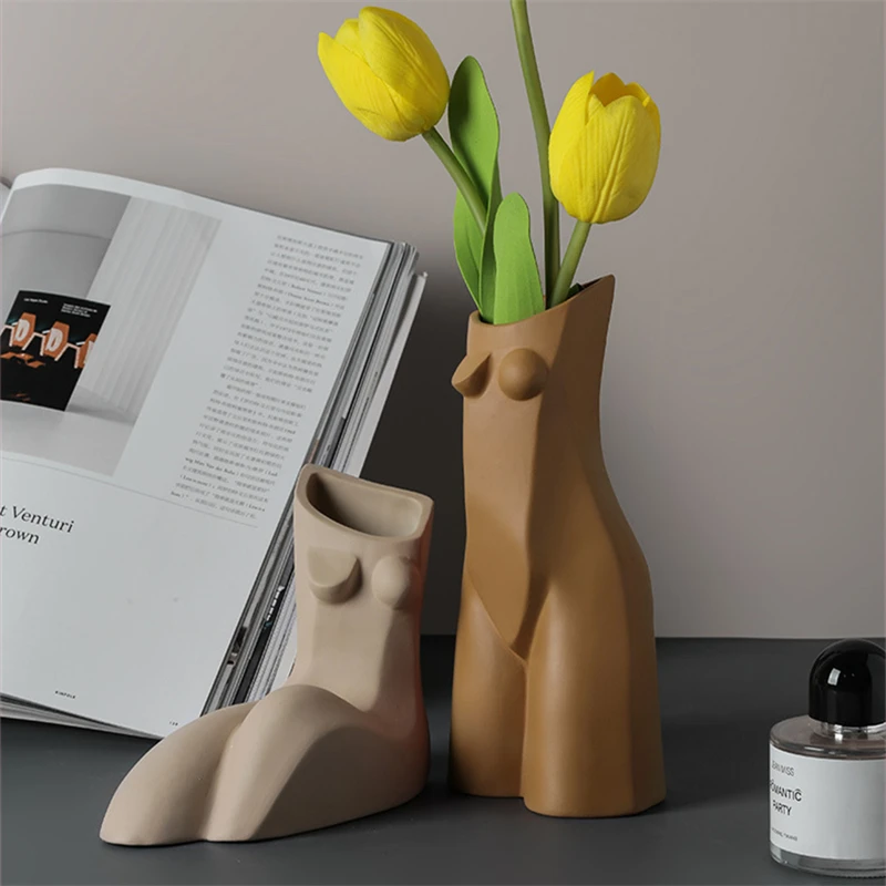 Nordic Abstract Creative Human Body Geometric Vase Simple Living Room Flower Arrangement Home Desktop Art Soft Decoration Decora |