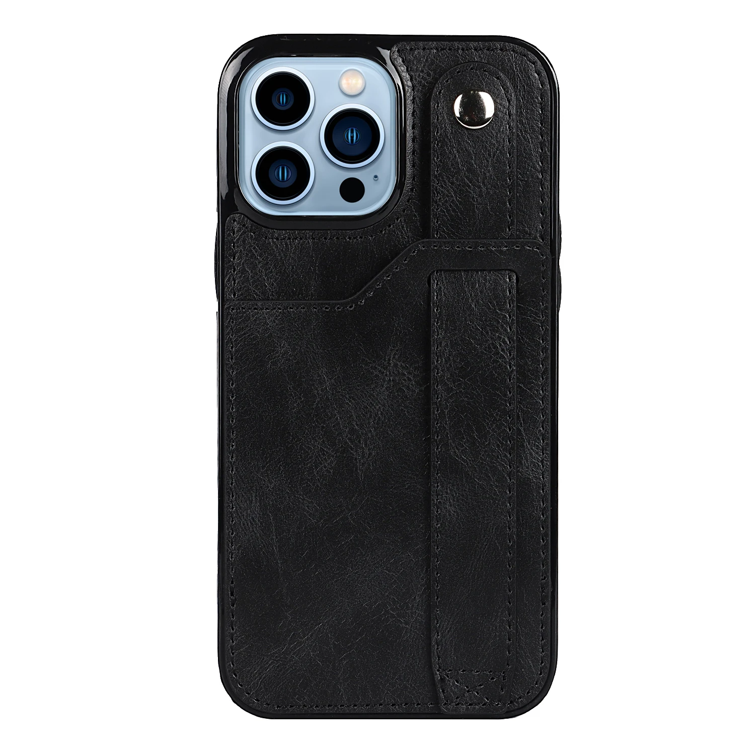 

For Apple Iphone 12 Mini 13 Pro MAX XS XR Leather Portable Wristband Phone Case With Kickstand Design Card Wallet Cover