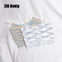 zik hekiy 2022 women summer fashion rainbow color new sexy hot camisole short thin thin pearl small camisole top