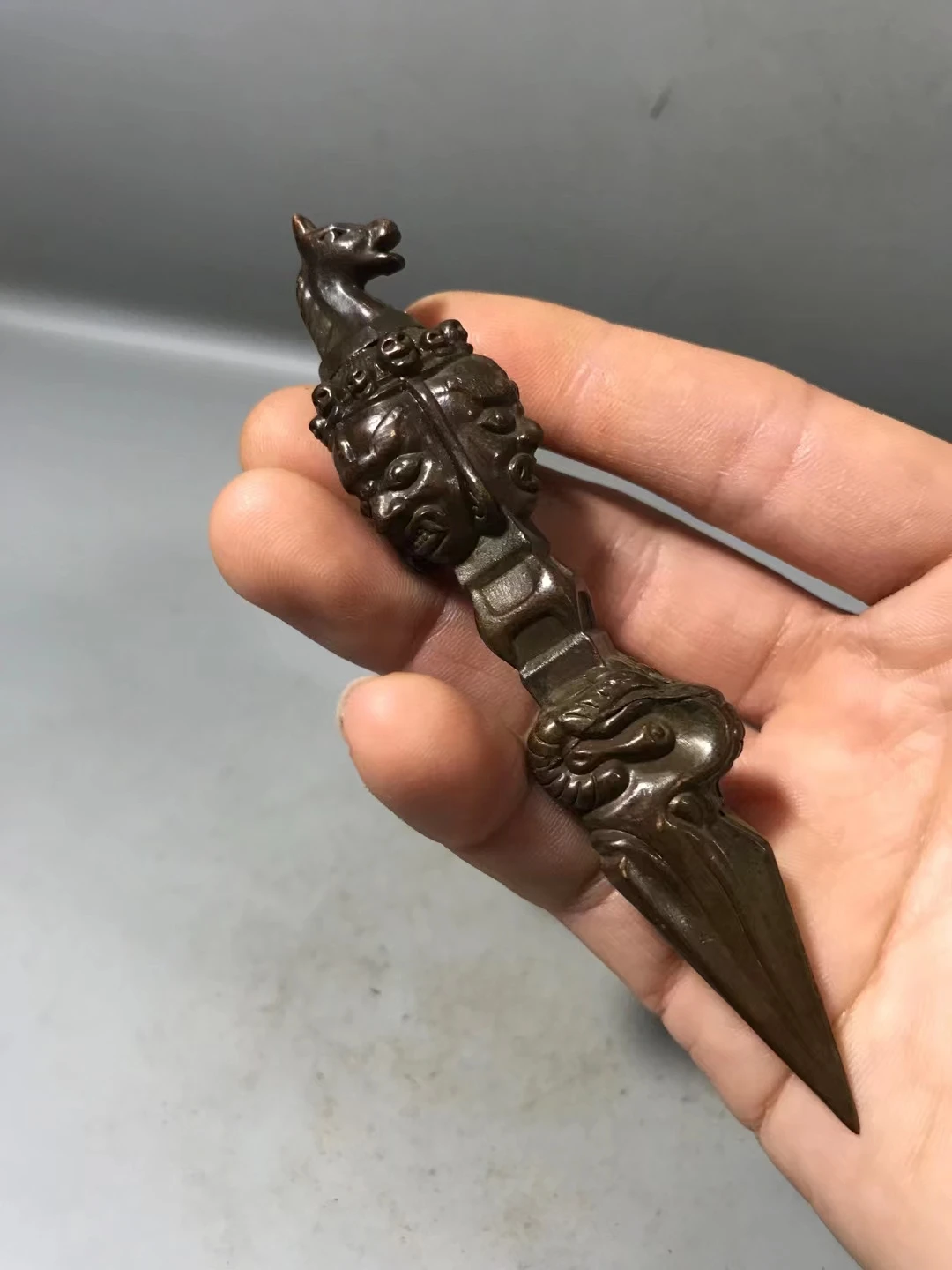 

Free Delivery Collect Elaborate Bronze Statue Luck “A Magic Weapon ”Metal Crafts Small Decorative Item Home Decoration