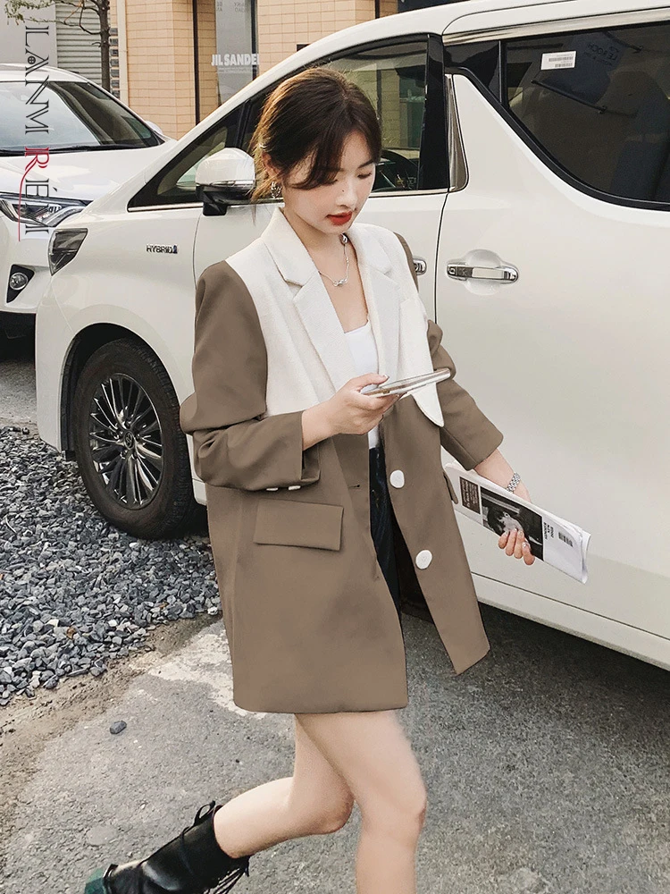 

Женские блейзеры LANMREM, однобортные блейзеры с вырезами и пуговицами сзади, модная дизайнерская женская одежда 2R9720