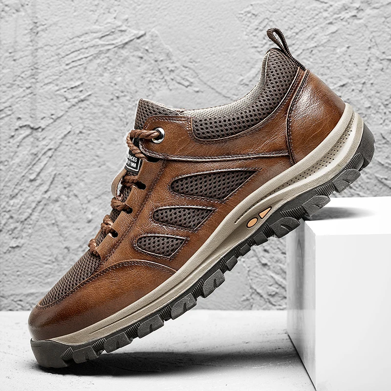 

2021 spring and summer men's shoes outdoor sports shoes breathable leather dad shoes men's cowhide casual leather shoes loafers