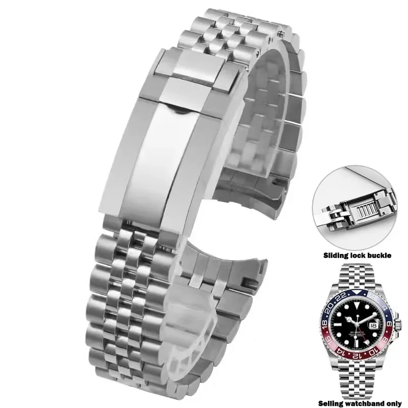 Ремешок стальной с тонкой регулируемой пряжкой для часов Rolex браслет наручных