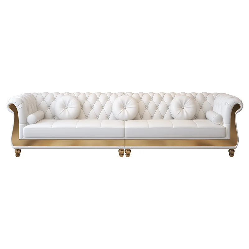 

Modern Living Room Furniture Couches Upholstered Lounge Leather Sectional Tufted White Sofa Set Room Furniture Sofa Set