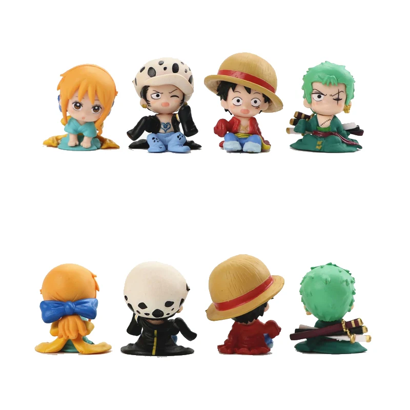 

4PCS Anime One Piece Luffy Zoro Nami Law Action Figure Doll Cartoon Q Version PVC Figure Toys Collectible Model Children Gift
