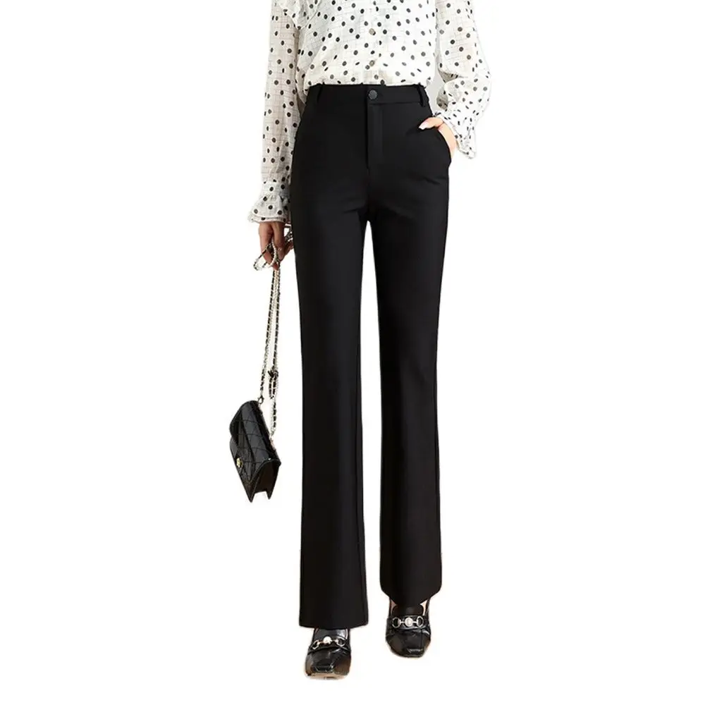 

2022 spring new high waist black pants women stretch straight business trousers for office working s to 5xl