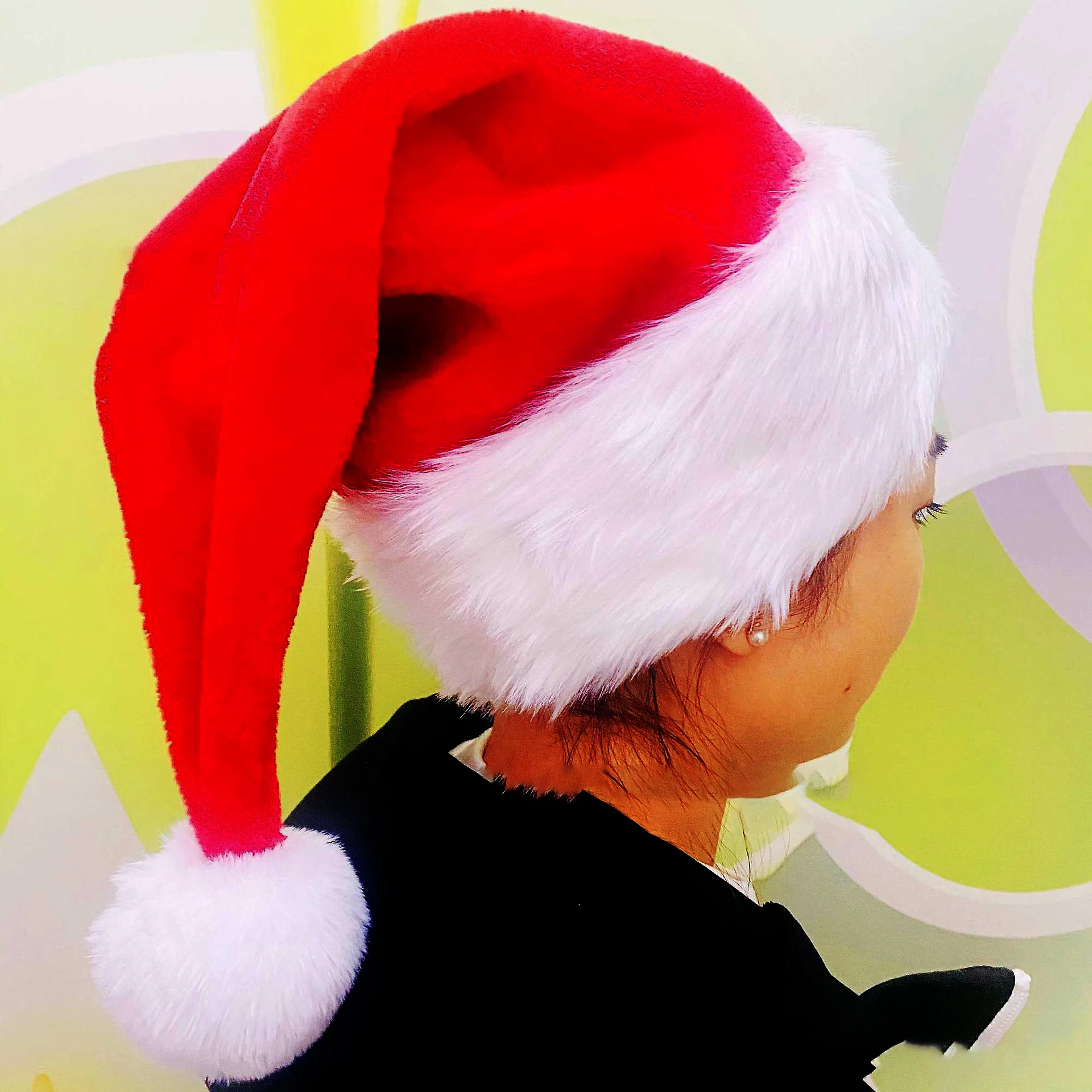 

Christmas Party Decoration Favors Fur Soft Hats Adult Children Santa Hat Supply