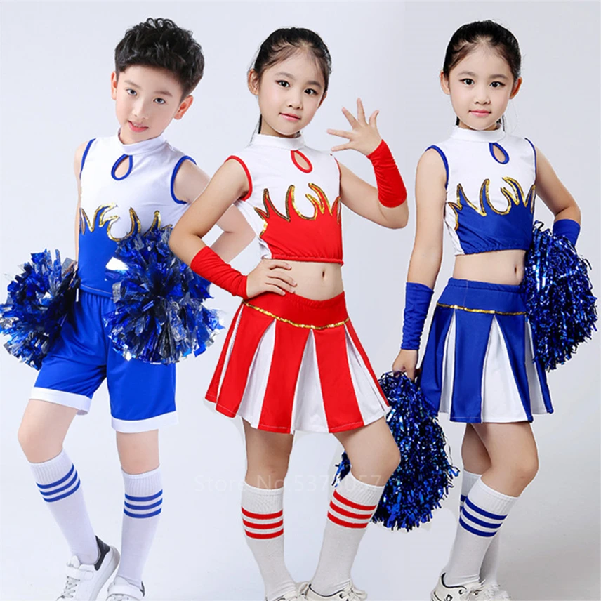 

School Uniforms For Kids Cheerleader Costumes Girls Skirt Carnival Party Competition Game Stage Performance Clothing Set