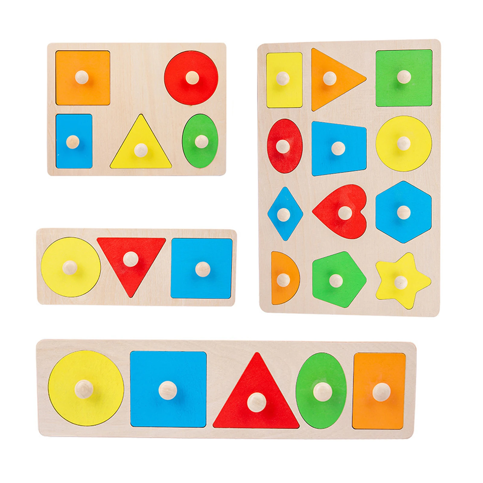 

Montessori Materials Colorful Geometry Grasping Board Wooden Pegged Grab Shape Sorting Board Toys For Baby Home Educational Toy