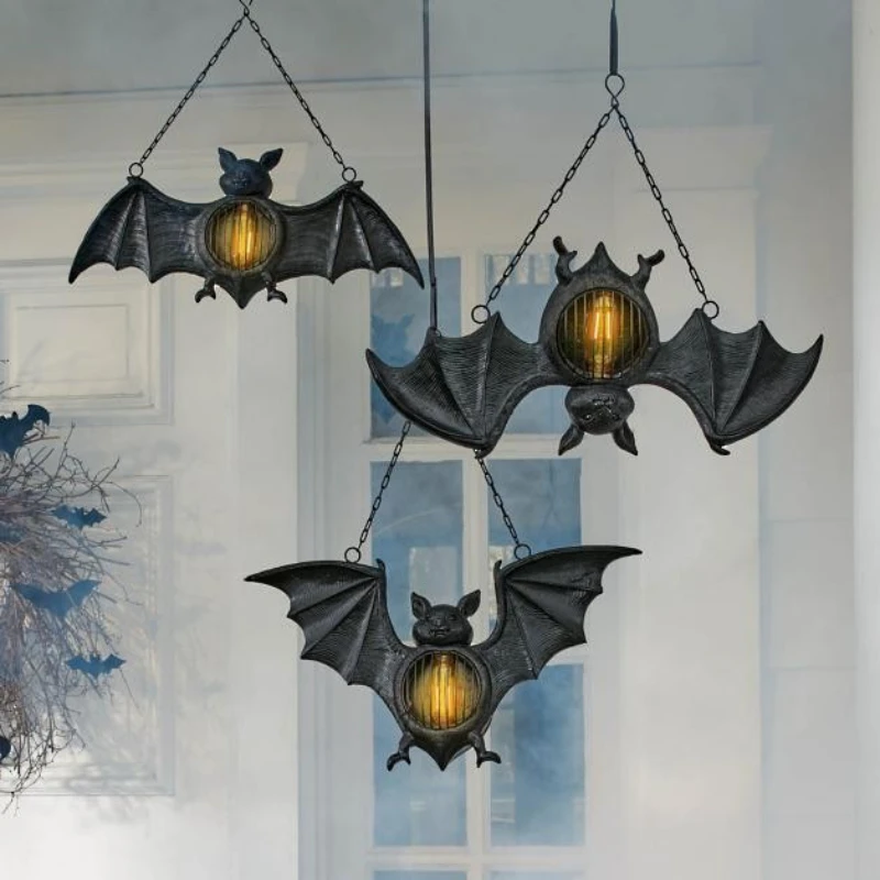 

2022 New Halloween Bat Pendant Outdoor Decoration Bat Led Light Door Pendant Halloween Decoration Horrifying Party Decor