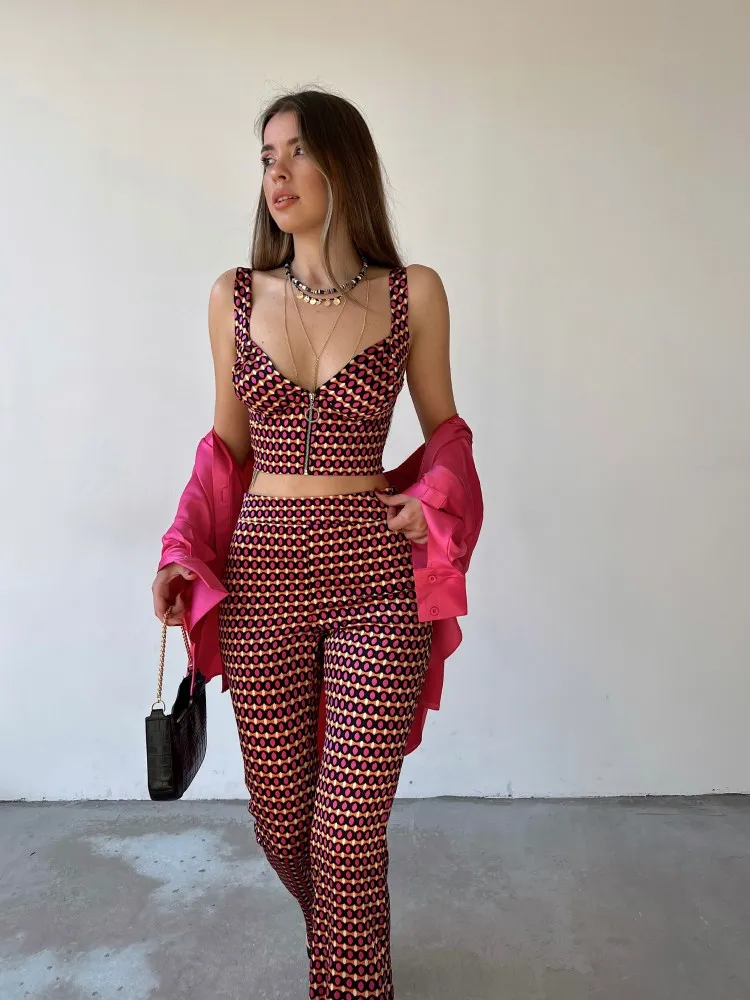 

Penc Brand Best Selling Product Summer Women High Waist Stylish Pants Most Preferred Gino Trousers Fuchsia Color