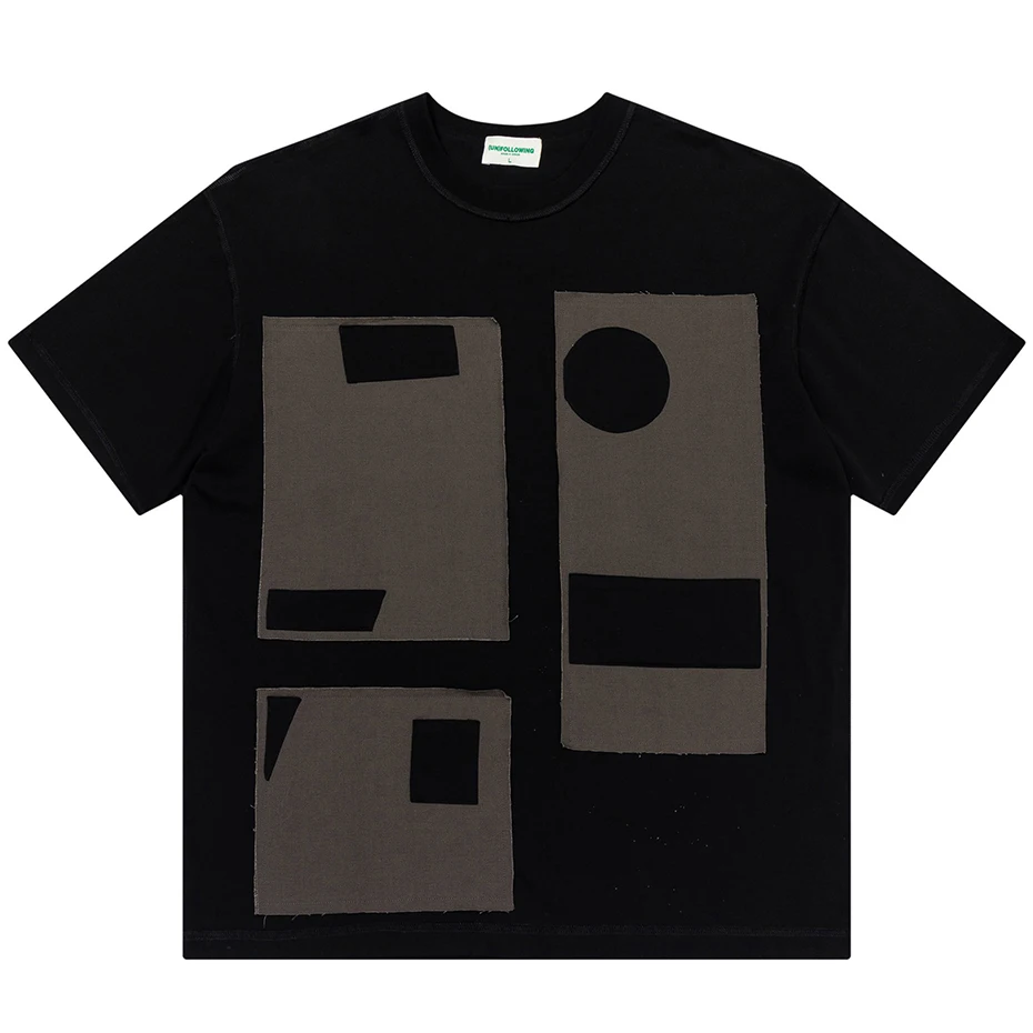 

Vintage Patchwork T Shirts Men Streetwear Hip Hop Oversized Harajuku T-shirt Summer Fashion Loose Cotton Top Tees for Male
