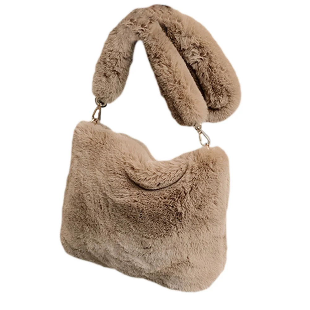 

Tote Women Shouldercrossbody Cute Purse Storage Plush Messengerhandbag Capacity Large Fluffy Furry Purses Chain Female Fuzzy
