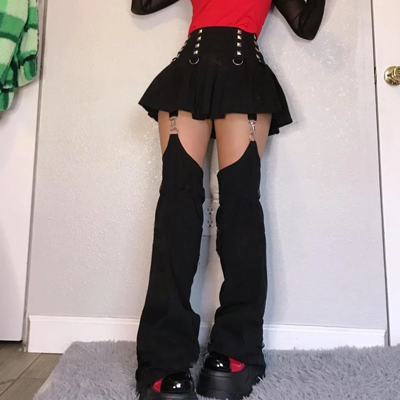 Юбка-мини плиссированная трапециевидная с высокой талией в готическом стиле