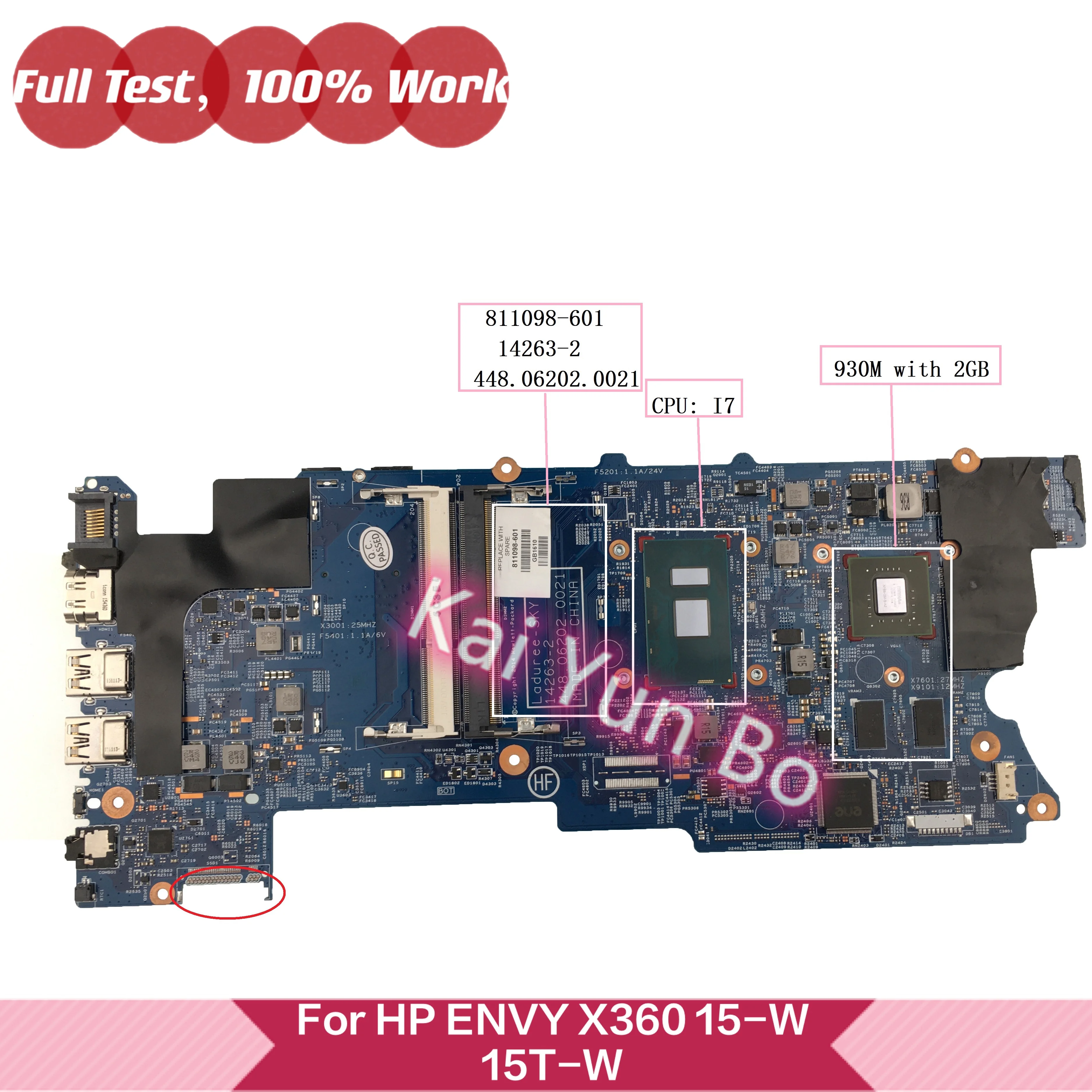 

14263-2 For HP Envy X360 15-W155NR M6-W105DX 15-BK M6 Laptop Motherboard 811098-601 811098-501 811098-001 With 930M/2GB i7-6500U