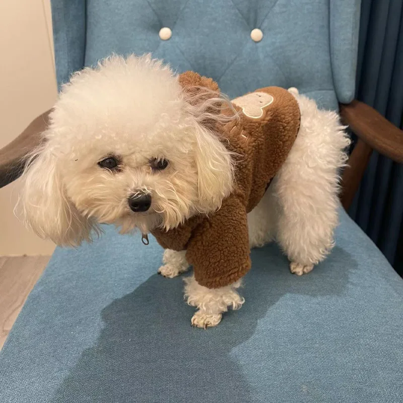 

Bear Pattern Fleece Winter Pet Dog Clothes Warm Zipper Hooded Dog Coat Puppy Clothing For Small Dogs Yorkie Pets Outfits Jackets