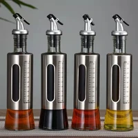 high capacity oiler glass bottle with scale for kitchen sauce vinegar wine seasoning jar storage for home use with oil dispenser