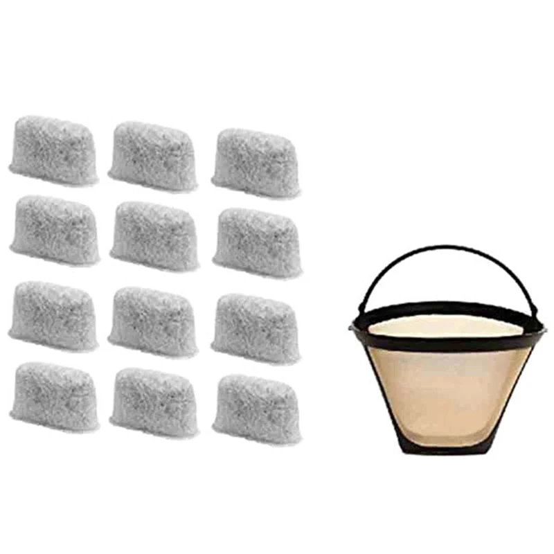 

8-12 Cup Coffee Filter & Set Of 12 Charcoal Water Filters For Cuisinart Coffee Maker And Brewers. Replaces For Cuisinart No.4 Co