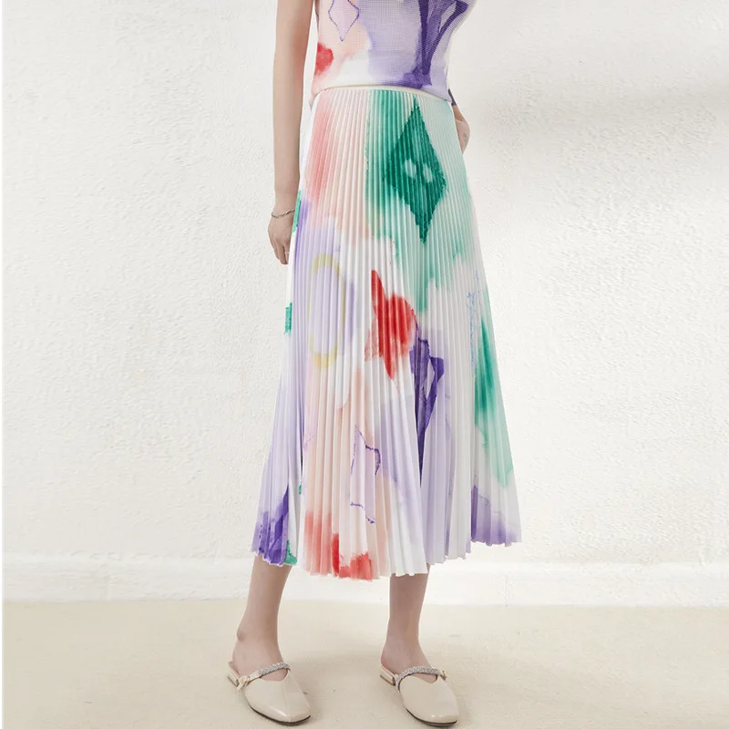 

Женская плиссированная юбка Miyake, новая приталенная юбка А-силуэта с высокой талией, универсальный дизайн, весна-лето 2023