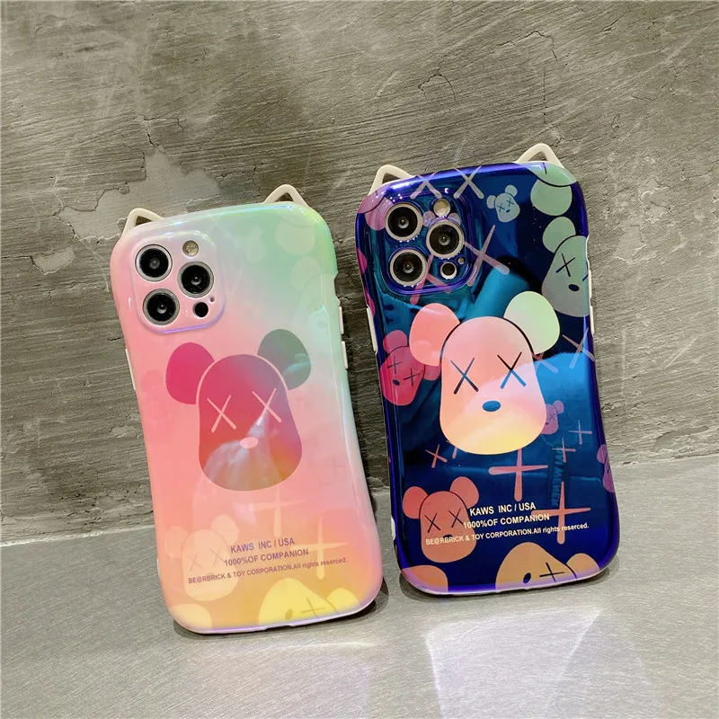 

Tide Bear Fall Proof Phone Case for IPhone11 12 13 Pro Max X XR 7 8 Plus SE Cover Transparent IPhone Case Fall Protection Shell