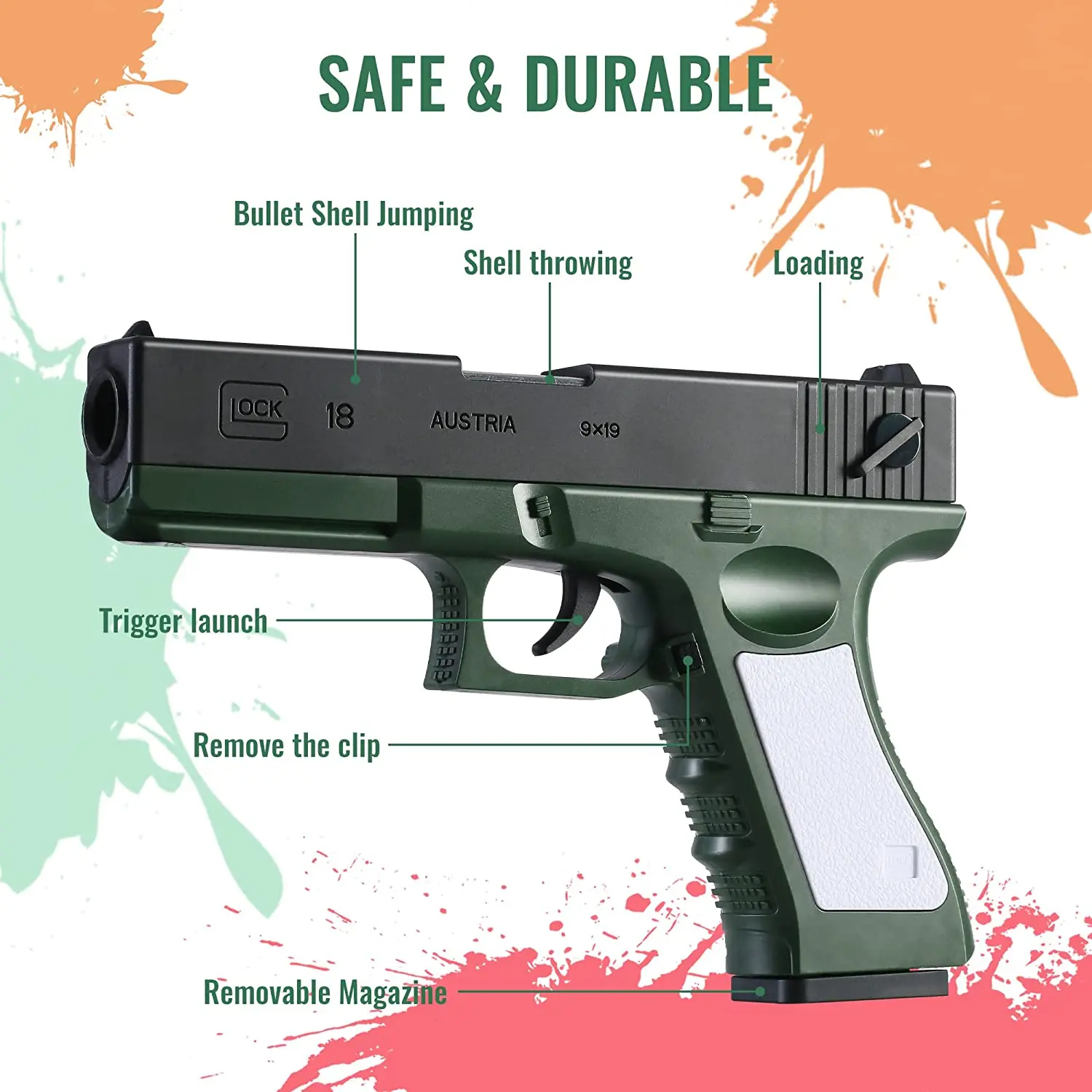 Игрушечный пистолет EVA мягкая пуля ручной Короткий снайперский Glock для детей