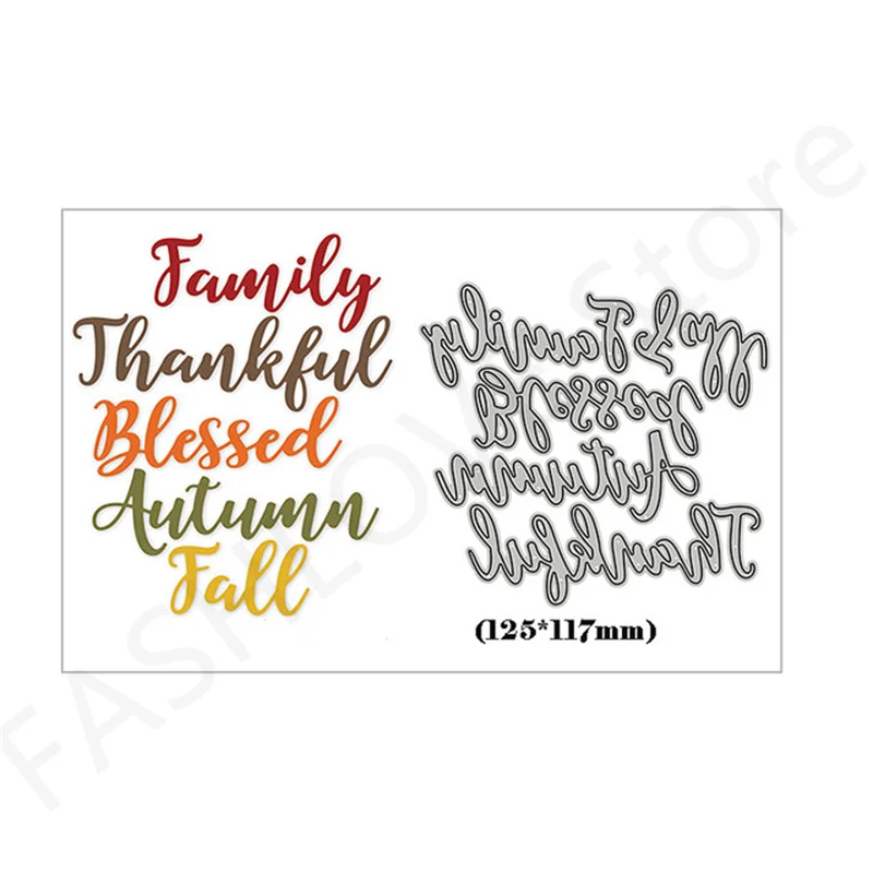 

Words Metal Cutting Dies Templates Cards Scrapbooking DIY Decorative Embossing Templates Handmade 2022 New Family