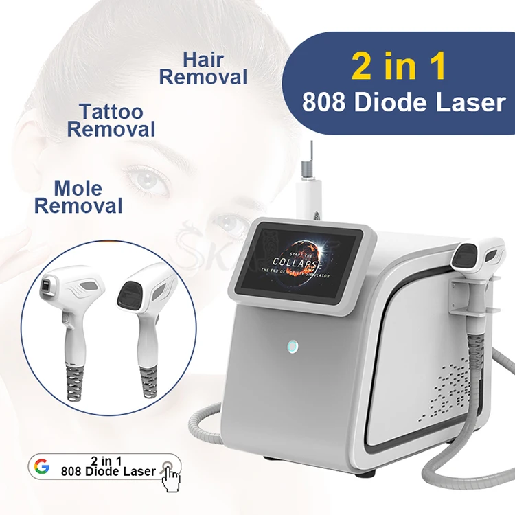 

808 Diode Laser+Picosecond Laser 2 In 1 Machine 808nm Hair Removal Skin Whitening Tattoo Removal Machine