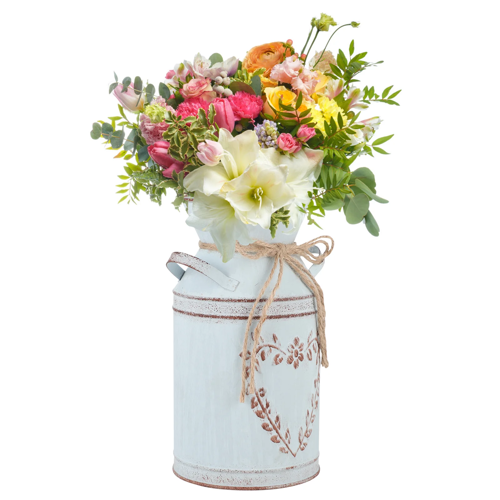 

Retro Flower Bucket Circle Vase Chic Vase Pot Ornament Heart Decor Heart Shaped Flower Arrangement Metal Heart Shaped Tins