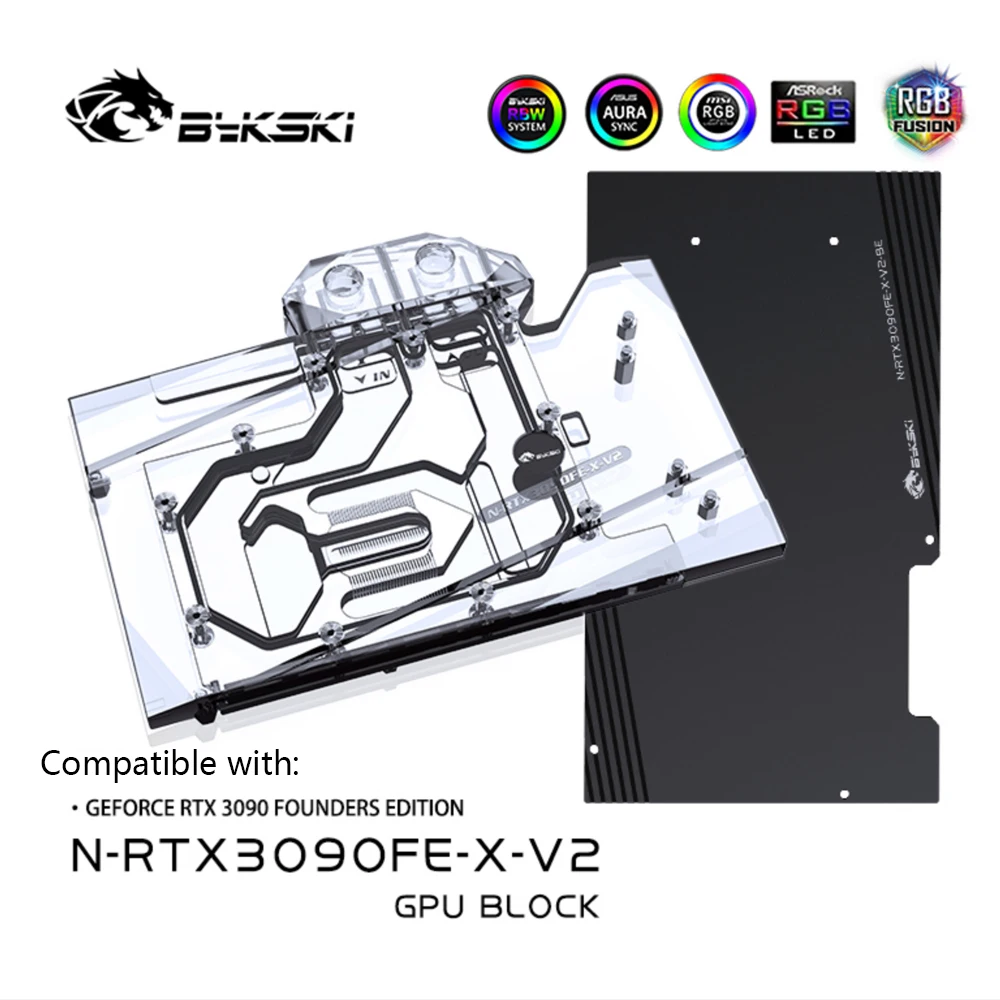 Bykski 3090 GPU Блок Водяного Охлаждения для NVIDIA RTX3090 основатель Edition, Графика карты жидкостного Системы, N-RTX3090FE-X-V2