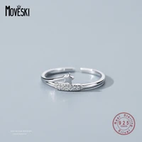 moveski 925 sterling silver korean exquisite pave zircon meteor open ring women sweet fashion birthday jewelry gift
