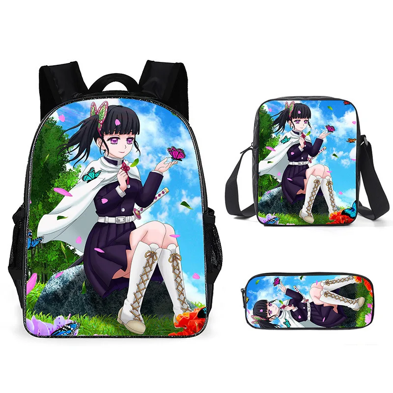 

Kawaii Youthful Beauty Demon Slayer 3pcs/Set Backpack 3D Print Student Bookbag Travel Laptop Daypack Shoulder Bags Pencil Case
