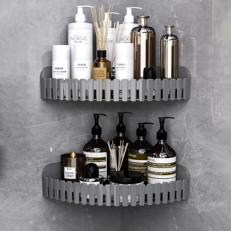 Настенная угловая полка для ванной комнаты без сверления душа стеллаж хранения