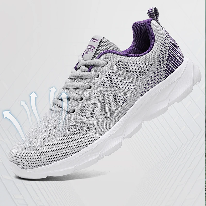 Breathable Women Vulcanized Shoes Lightweight Women's Casual Shoes Lace Up Sneakers Outdoor Sports Tennis Soft Walking Shoes