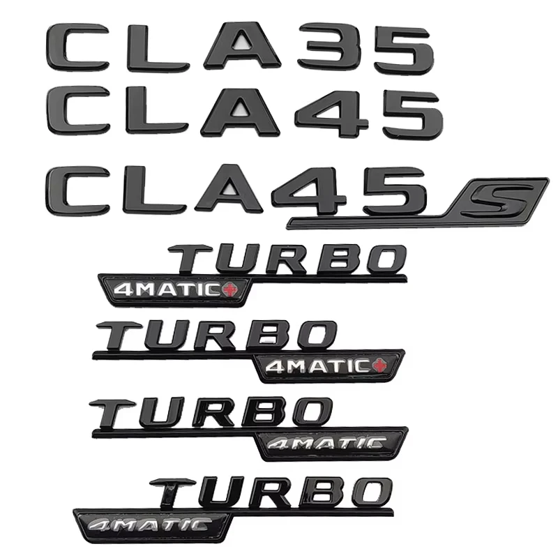 

3D ABS Автомобильные буквы для Mercedes CLA35, CLA45, W117, C117, CLA45S, C118, W118, наклейка на крыло заднего багажника TURBO 4matic, эмблема, аксессуары